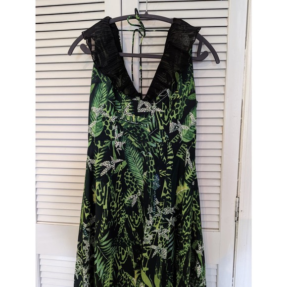 NWT Foxiedox x Anthropologie Green Multicolor Ruffle Maxi Dress - Picture 2 of 8